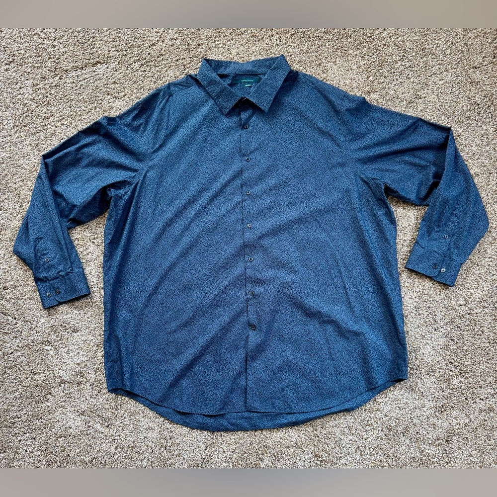 Perry Ellis Navy Casual Button-Down Shirt (4XLT)